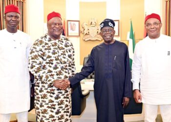 FORMER SENATE PRESIDENT PIUS ANYIM DECAMPS TO APC, MEETS WITH PRESIDENT TINUBU IN ASO ROCK