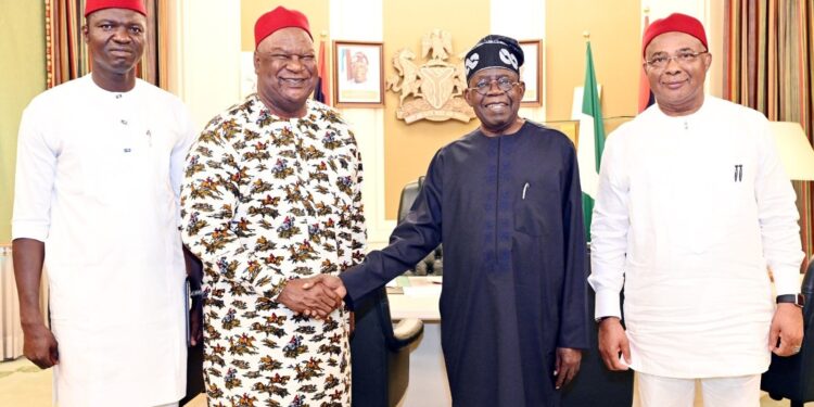 FORMER SENATE PRESIDENT PIUS ANYIM DECAMPS TO APC, MEETS WITH PRESIDENT TINUBU IN ASO ROCK