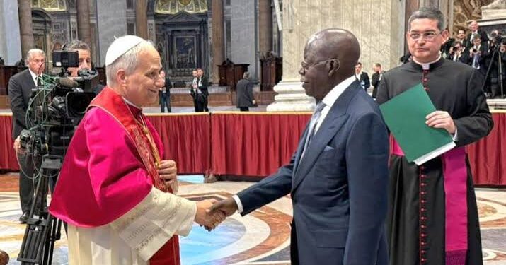 Handshake with the Pope: Tinubu Meets Pope Leo XIV After Inaugural Mass In Rome