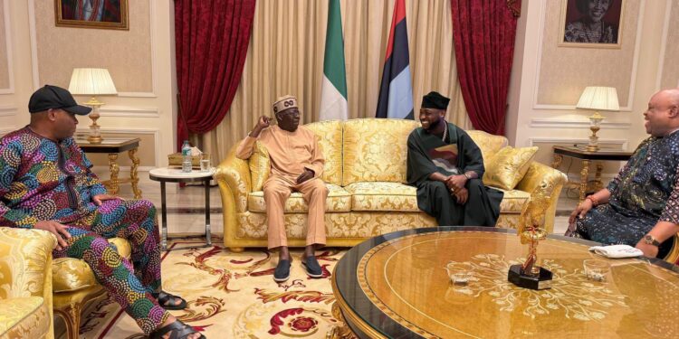 Osun gov visits Tinubu in Lagos with Chief Adedeji Adeleke and Davido