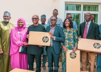 Peter Obi donates lab equipment, laptops to Chibok School, Borno