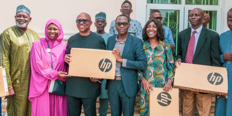 Peter Obi donates lab equipment, laptops to Chibok School, Borno