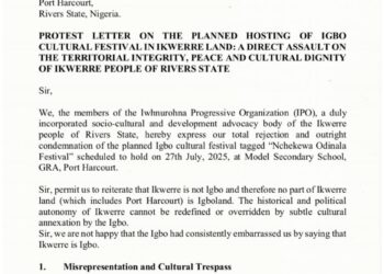 Protest Letter Written to Stop Igbo People from Holding Igbo Cultural Day in Ikwerre Land